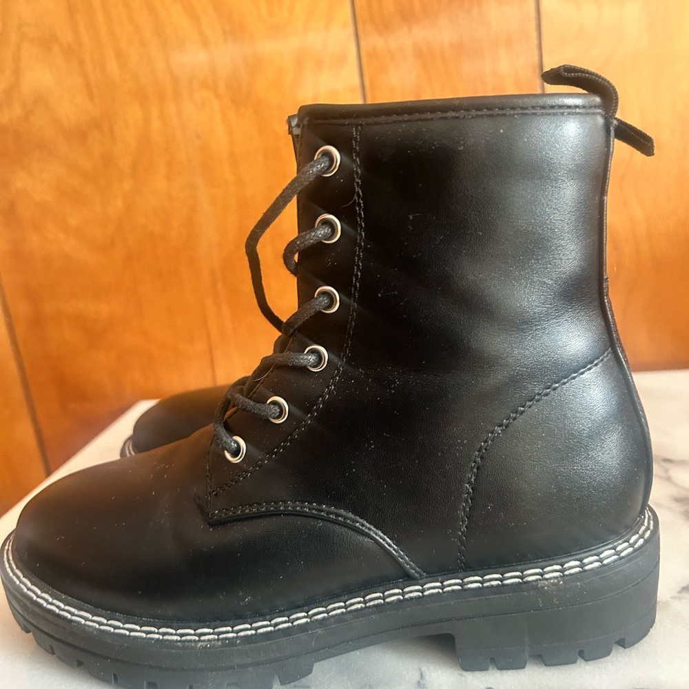 Mia Girls Black Lace-Up Ankle Boots